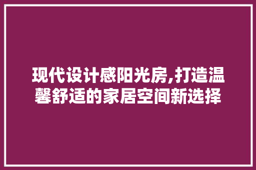 现代设计感阳光房,打造温馨舒适的家居空间新选择