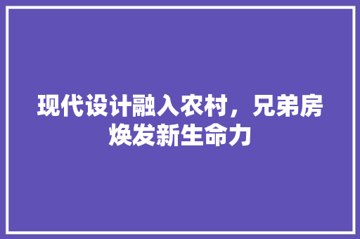 现代设计融入农村，兄弟房焕发新生命力