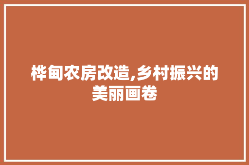 桦甸农房改造,乡村振兴的美丽画卷