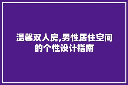 温馨双人房,男性居住空间的个性设计指南