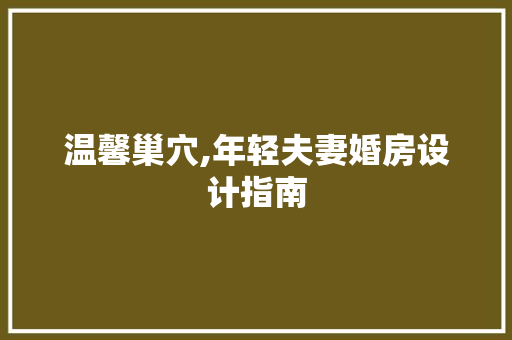 温馨巢穴,年轻夫妻婚房设计指南
