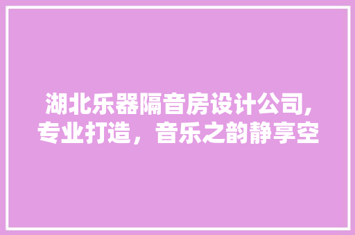 湖北乐器隔音房设计公司,专业打造，音乐之韵静享空间