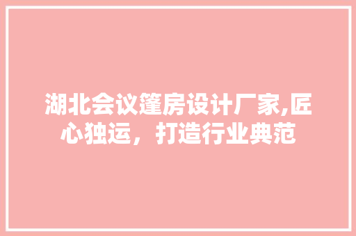 湖北会议篷房设计厂家,匠心独运，打造行业典范