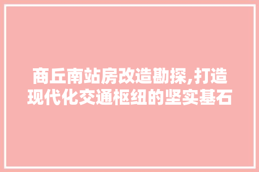 商丘南站房改造勘探,打造现代化交通枢纽的坚实基石