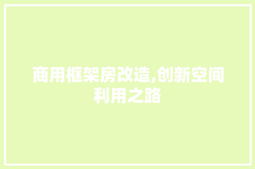 商用框架房改造,创新空间利用之路