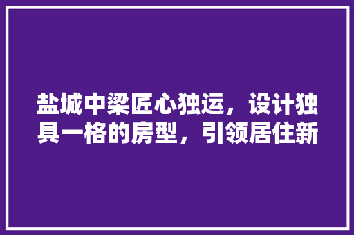 盐城中梁匠心独运，设计独具一格的房型，引领居住新潮流