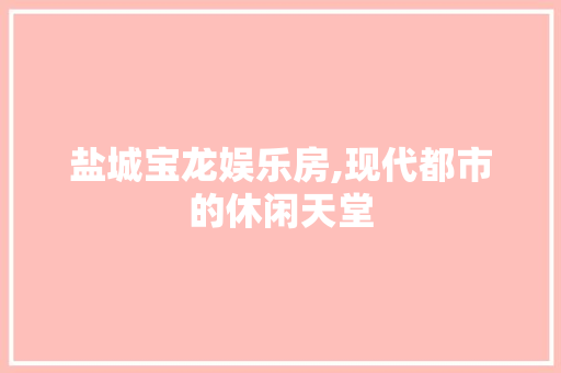 盐城宝龙娱乐房,现代都市的休闲天堂