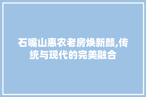 石嘴山惠农老房焕新颜,传统与现代的完美融合