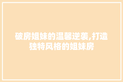破房姐妹的温馨逆袭,打造独特风格的姐妹房