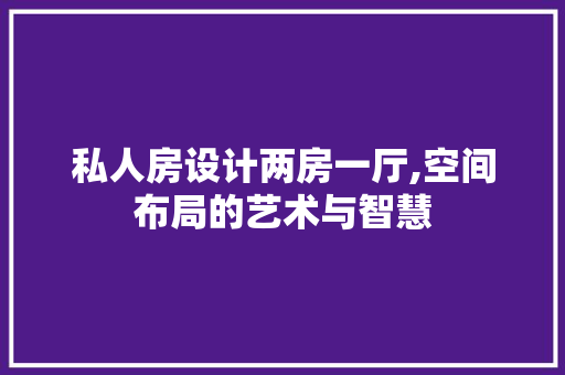 私人房设计两房一厅,空间布局的艺术与智慧