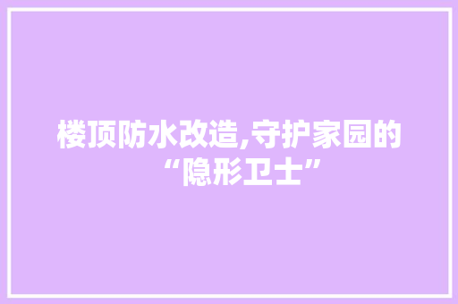 楼顶防水改造,守护家园的“隐形卫士”