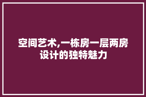 空间艺术,一栋房一层两房设计的独特魅力