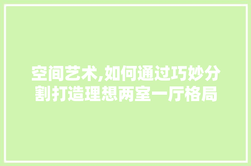 空间艺术,如何通过巧妙分割打造理想两室一厅格局