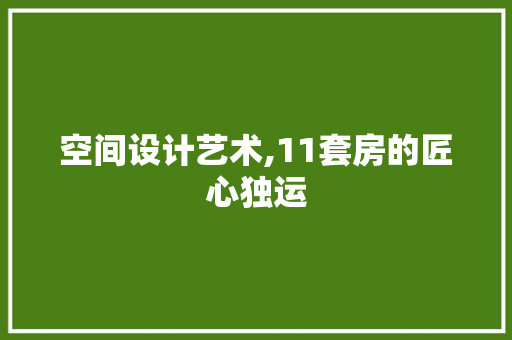空间设计艺术,11套房的匠心独运