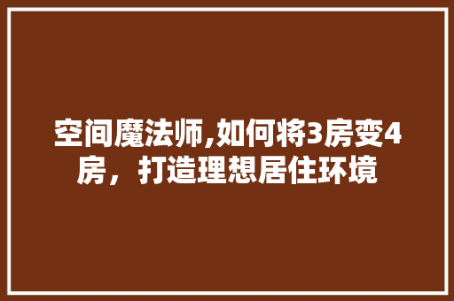 空间魔法师,如何将3房变4房，打造理想居住环境