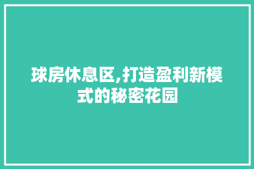 球房休息区,打造盈利新模式的秘密花园