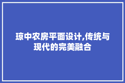 琼中农房平面设计,传统与现代的完美融合