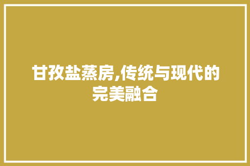 甘孜盐蒸房,传统与现代的完美融合