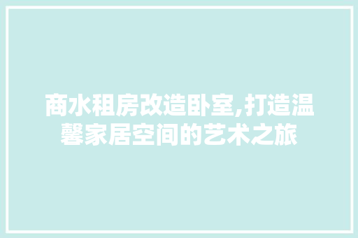 商水租房改造卧室,打造温馨家居空间的艺术之旅