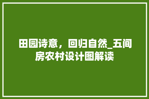 田园诗意，回归自然_五间房农村设计图解读