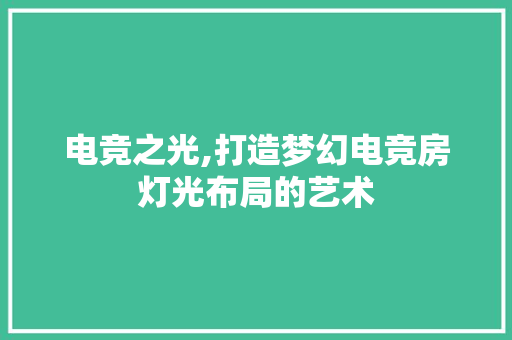 电竞之光,打造梦幻电竞房灯光布局的艺术