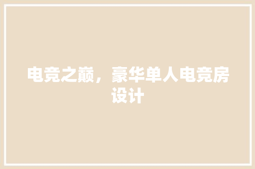 电竞之巅，豪华单人电竞房设计