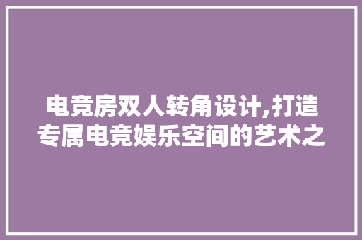 电竞房双人转角设计,打造专属电竞娱乐空间的艺术之旅