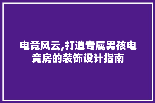 电竞风云,打造专属男孩电竞房的装饰设计指南