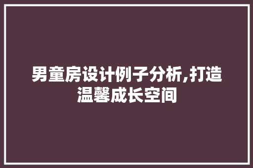 男童房设计例子分析,打造温馨成长空间
