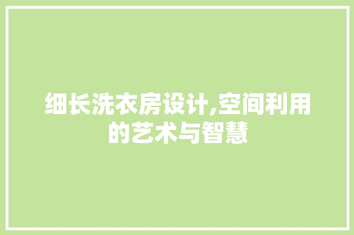 细长洗衣房设计,空间利用的艺术与智慧