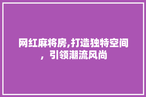 网红麻将房,打造独特空间，引领潮流风尚