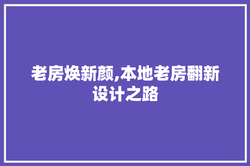 老房焕新颜,本地老房翻新设计之路
