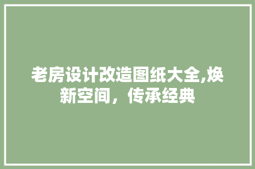 老房设计改造图纸大全,焕新空间，传承经典