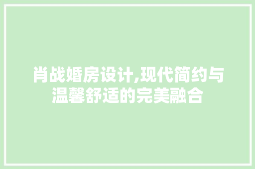 肖战婚房设计,现代简约与温馨舒适的完美融合