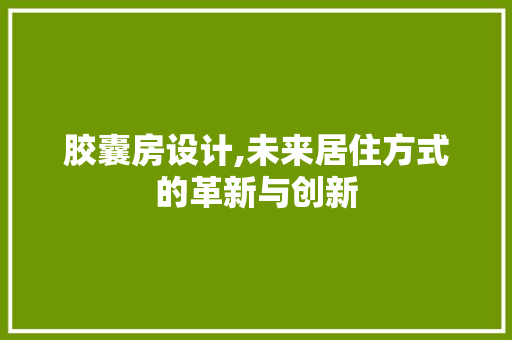胶囊房设计,未来居住方式的革新与创新