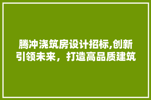 腾冲浇筑房设计招标,创新引领未来，打造高品质建筑典范
