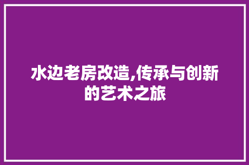 水边老房改造,传承与创新的艺术之旅