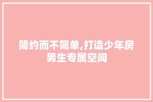 简约而不简单,打造少年房男生专属空间
