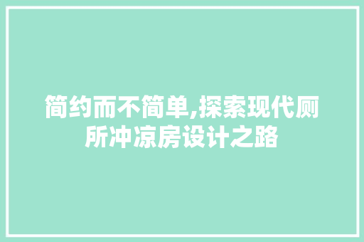 简约而不简单,探索现代厕所冲凉房设计之路