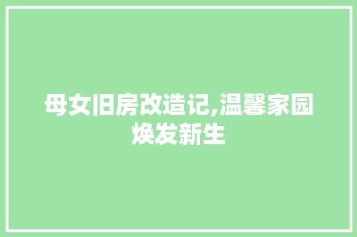 母女旧房改造记,温馨家园焕发新生