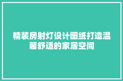 精装房射灯设计图纸打造温馨舒适的家居空间