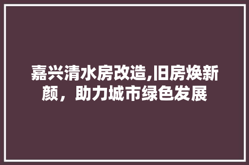 嘉兴清水房改造,旧房焕新颜，助力城市绿色发展