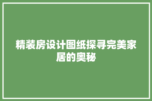 精装房设计图纸探寻完美家居的奥秘
