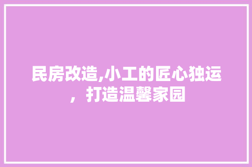 民房改造,小工的匠心独运，打造温馨家园