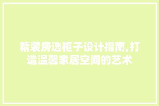 精装房选柜子设计指南,打造温馨家居空间的艺术