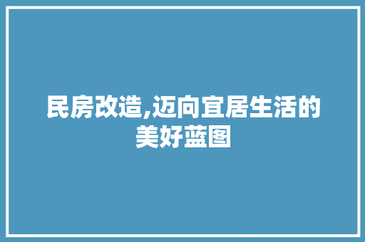 民房改造,迈向宜居生活的美好蓝图