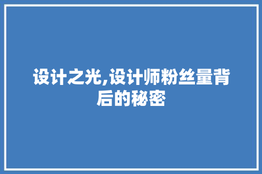 设计之光,设计师粉丝量背后的秘密