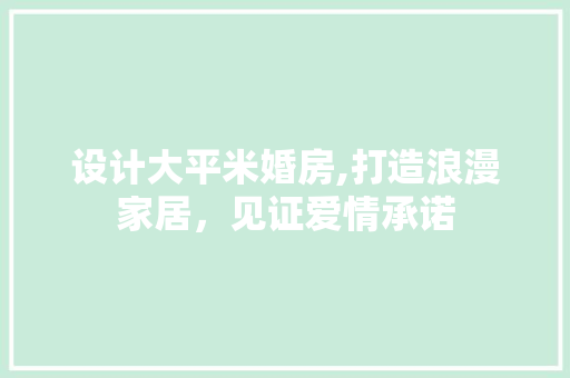设计大平米婚房,打造浪漫家居，见证爱情承诺
