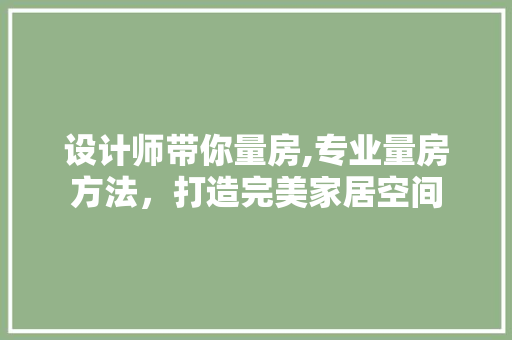 设计师带你量房,专业量房方法，打造完美家居空间