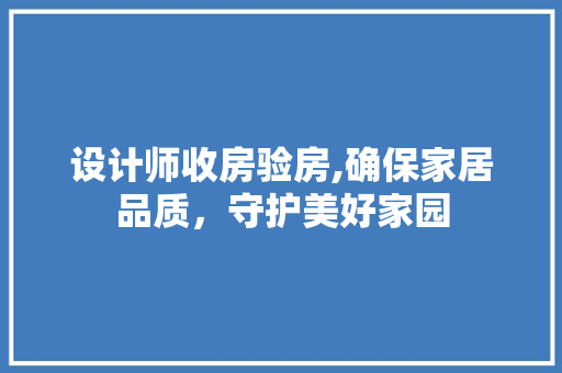 设计师收房验房,确保家居品质，守护美好家园